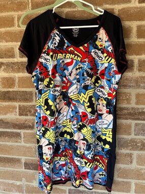 DC Comics Girls' Superhero Comic-Print Dress - Black, Red, Blue, Yellow